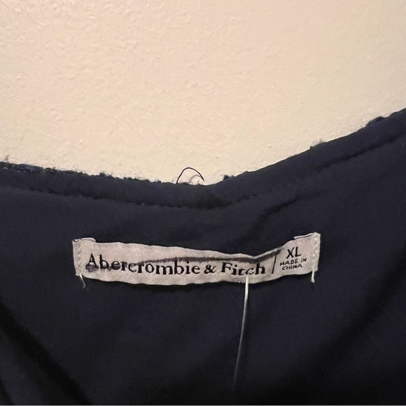 Abercrombie & Fitch Navy Blue Tweed Mini Dress with Pockets XLarge NWOT - Picture 3 of 7